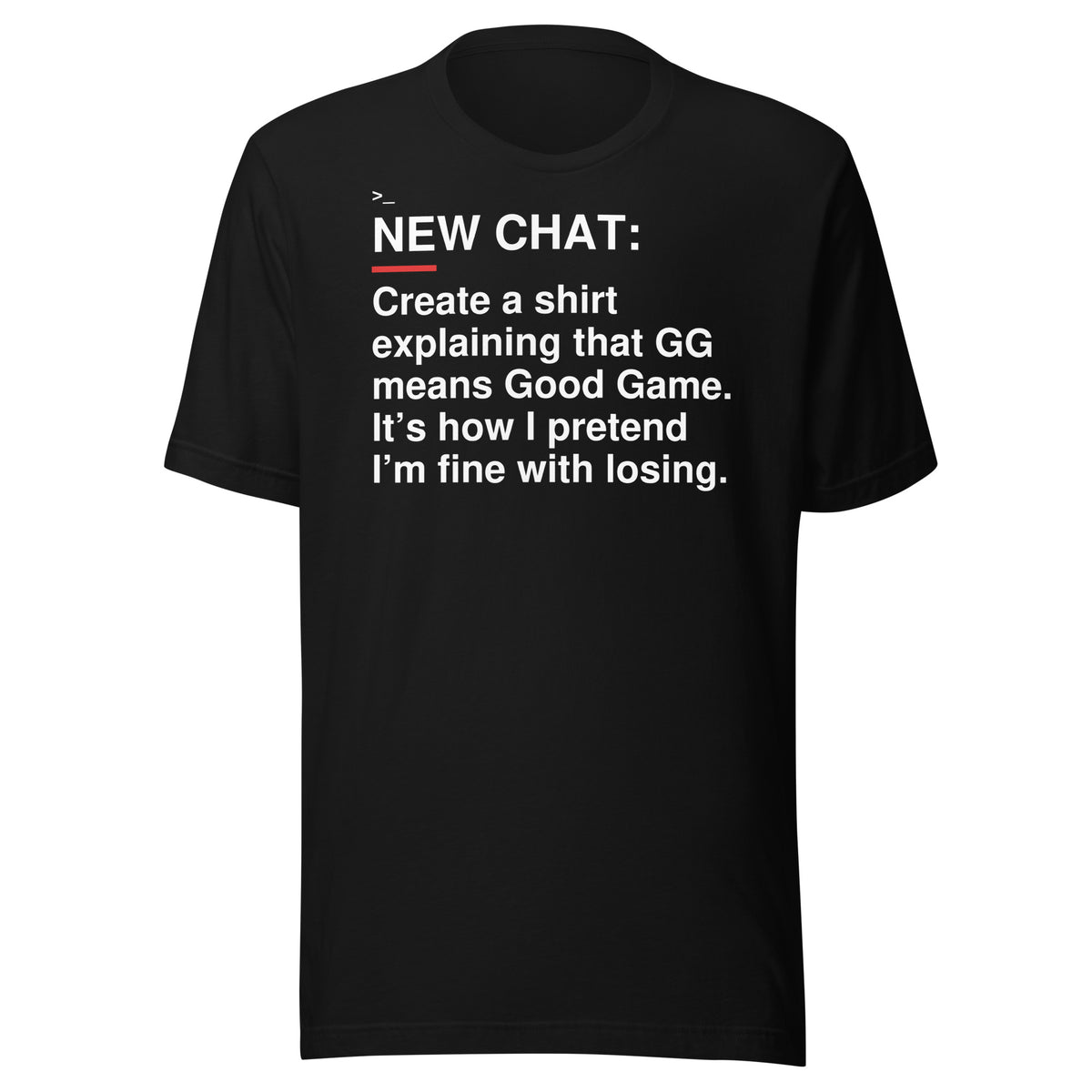 GG Text Slang black shirt front flat mockup — bold production artwork