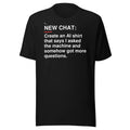 I Asked the Machine and Somehow Got More Questions T-Shirt front flat mockup — bold production artwork