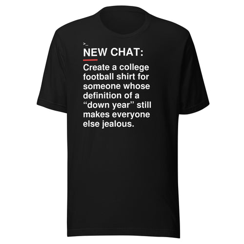 Alabama — Down Year Standards T-Shirt front flat mockup — bold production artwork