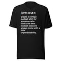 Auburn — Unpredictable Football Seasons T-Shirt front flat mockup — bold production artwork