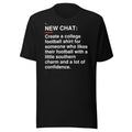 Ole Miss — Southern Charm Football Confidence T-Shirt front flat mockup — bold production artwork