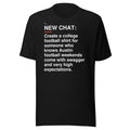 Texas — Austin Swagger and Expectations T-Shirt front flat mockup — bold production artwork
