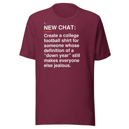 Alabama — Down Year Standards T-Shirt front flat mockup — bold production artwork