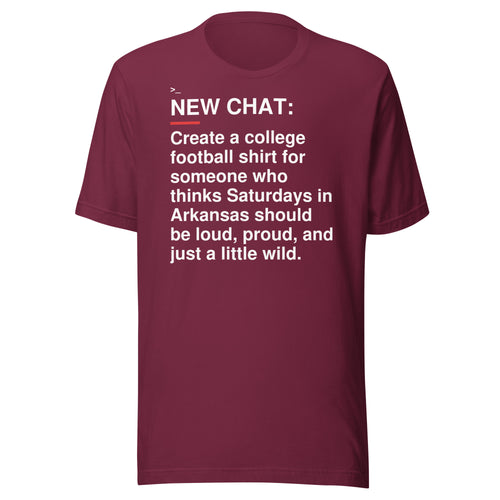 Arkansas — Arkansas Saturdays T-Shirt front flat mockup — bold production artwork