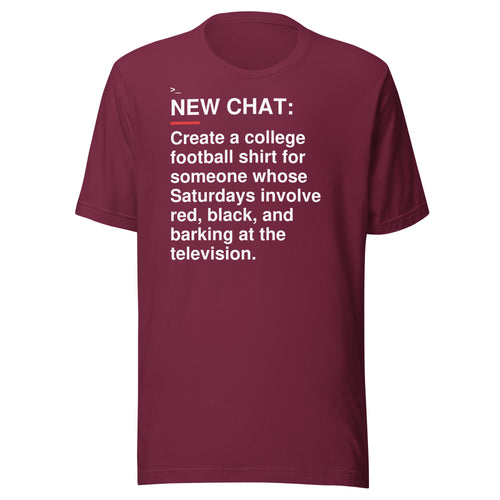 Georgia — Barking at the Television T-Shirt front flat mockup — bold production artwork