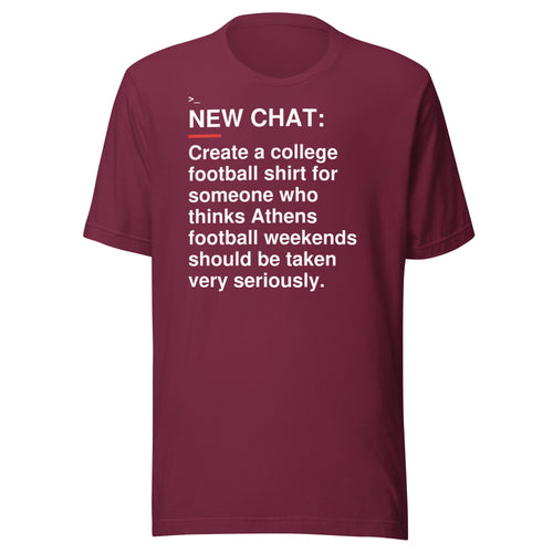 Georgia — Athens Takes Saturdays Seriously T-Shirt front flat mockup — bold production artwork