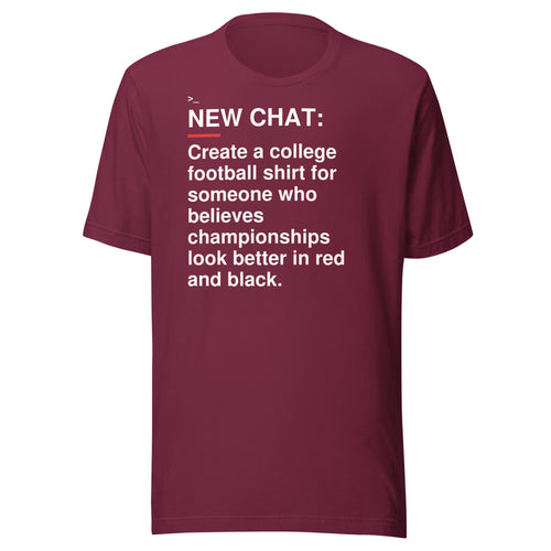 Georgia — Championships in Red and Black T-Shirt front flat mockup — bold production artwork
